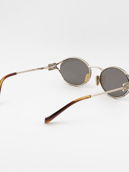 Miu Miu MU52YS ZVN80Q Oval Sunglasses – Gold\\Dark Grey main image 7